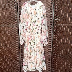 Girls 16 Peyton Bre Bailey’s Blossoms Floral Long Sleeve Spring Dress cream pink